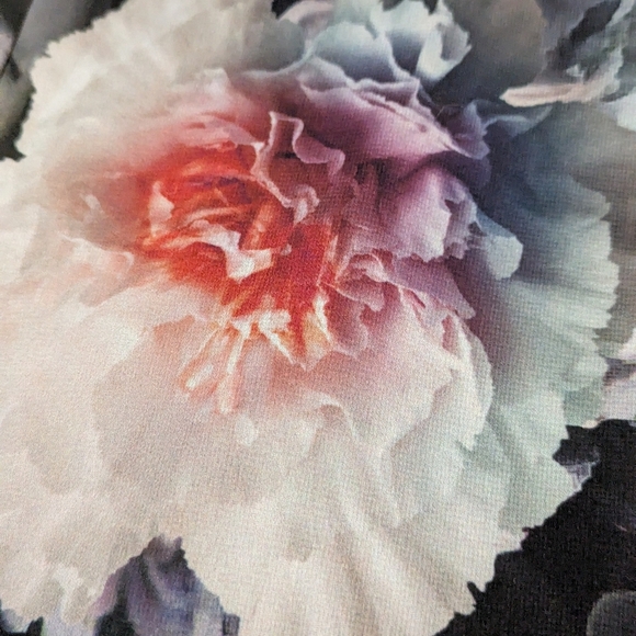 Adrianna Papell Floral Jumpsuit 14 Sheer Skirt Overlay Pink Peonies Preppy Comfy - Picture 5 of 8